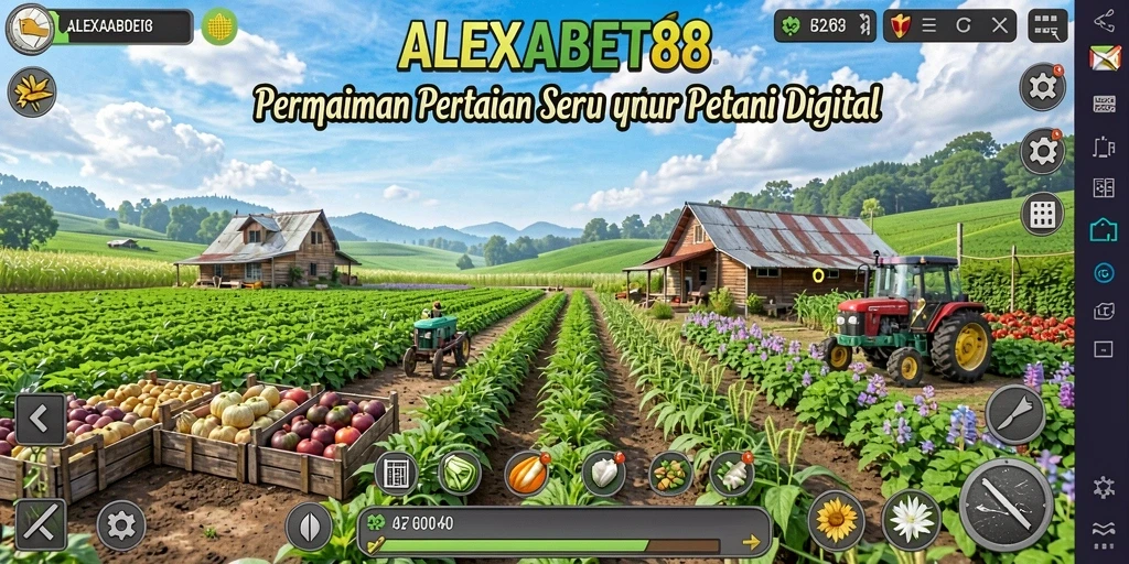 Screenshot utama ALEXABET88 yang menunjukkan pengalaman bertani yang seru.