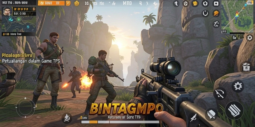 Tangkapan layar gameplay BINTANGMPO yang penuh aksi dan strategi TPS.