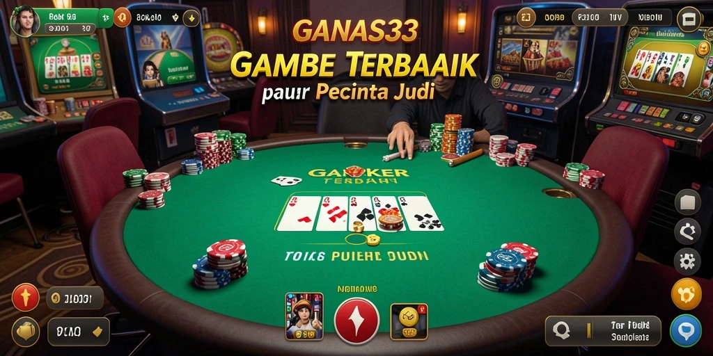 Screenshot GANAS33 menampilkan gameplay Poker yang mendebarkan dan interaktif.