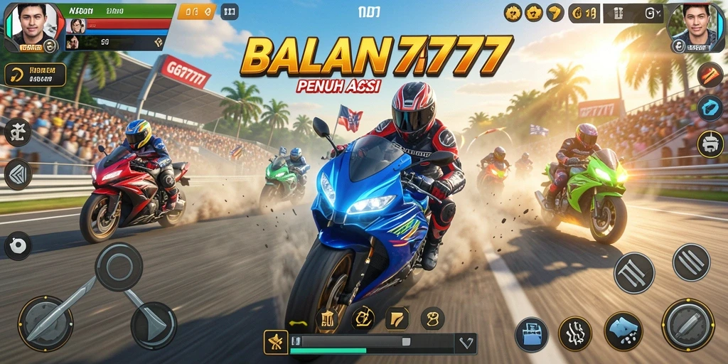 Gameplay GGR7777 yang intens dan kompetitif dalam balapan motor.