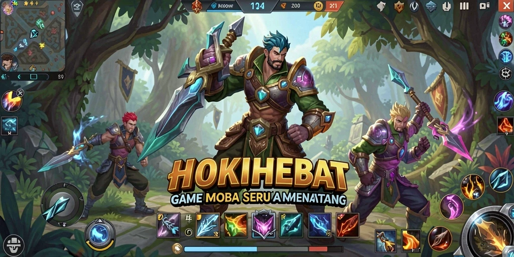 Tampilan aksi seru di HOKIHEBAT dengan karakter yang beragam.