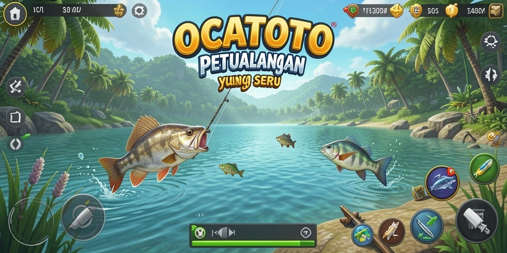 Screenshot menampilkan pengalaman memancing yang mendebarkan di OCATOTO.