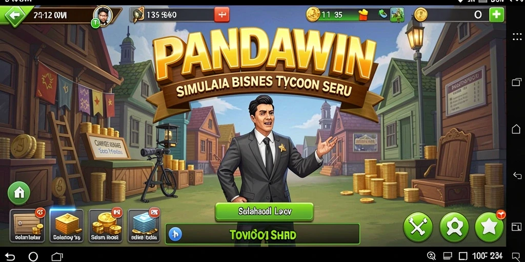 Tampilan gameplay mengelola bisnis di PANDAWIN.