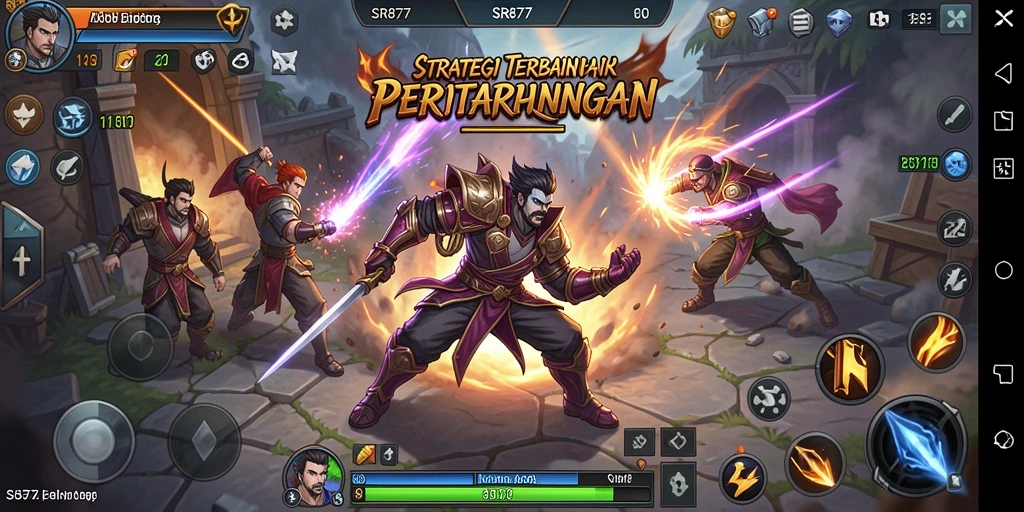 Tangkapan layar SR877 menampilkan aksi pertempuran strategi yang mendebarkan.