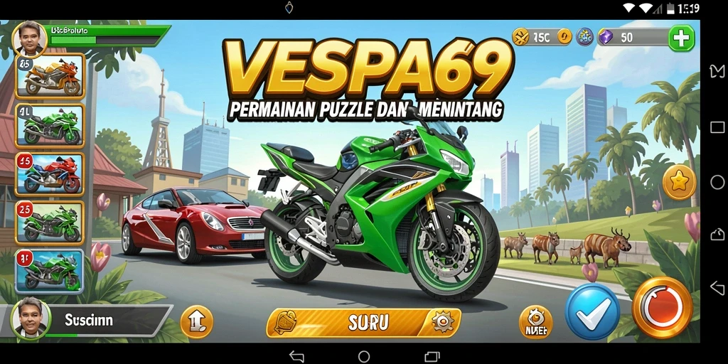 Tampilan gameplay yang menyenangkan dari VESPA69 dengan berbagai tantangan Puzzle.