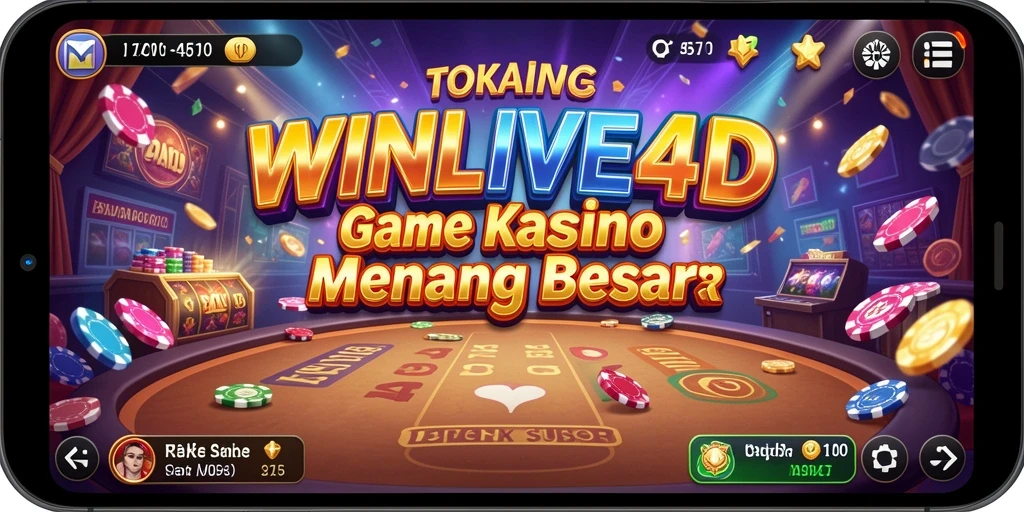 Screenshot mempertunjukkan gameplay seru dari WINLIVE4D dengan tema Kasino.